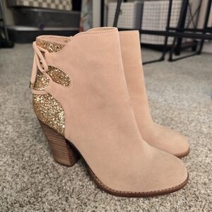 Gold and Tan Ankle Boots